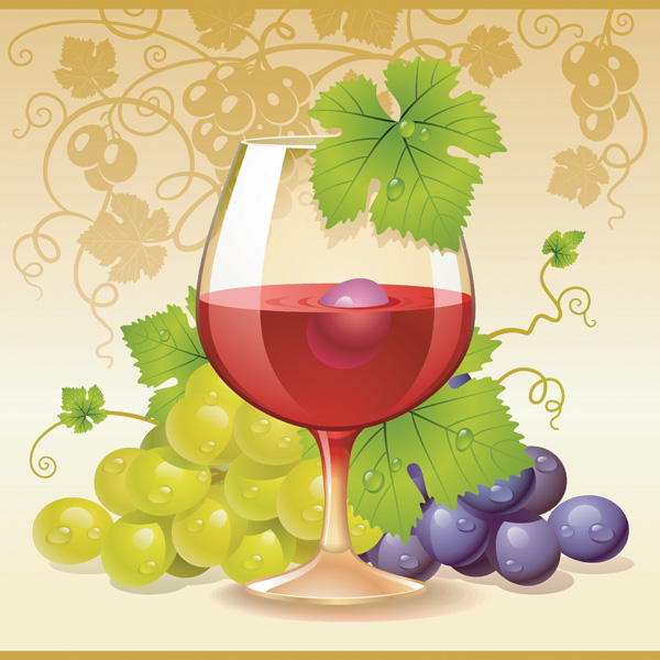 free vector Grape and wine vector